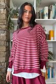 Sunday Morning Chill Sweatshirt Burgundy & Pink